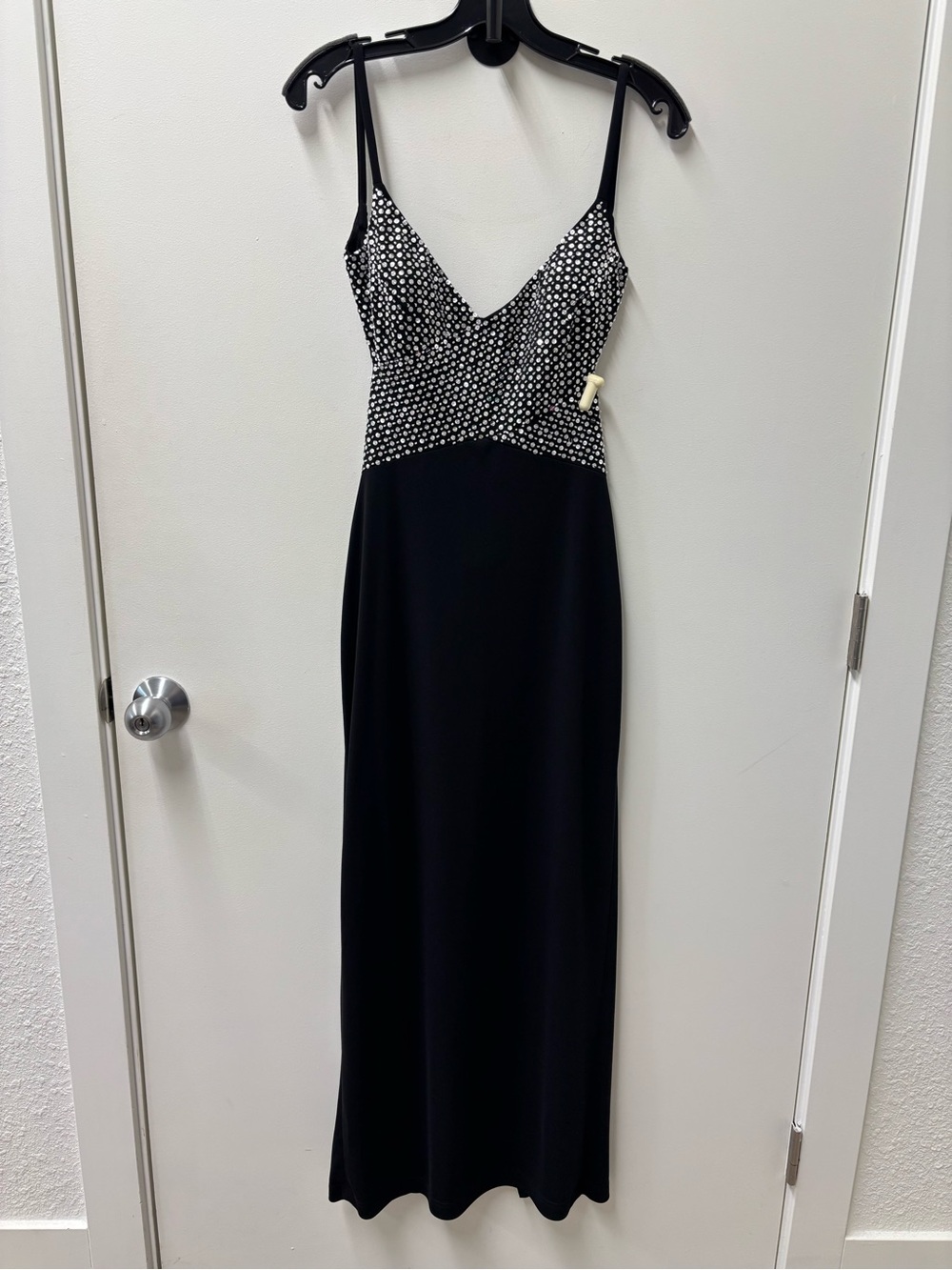Vintage Moda International Black Maxi Dress with Silver Beaded Bodice